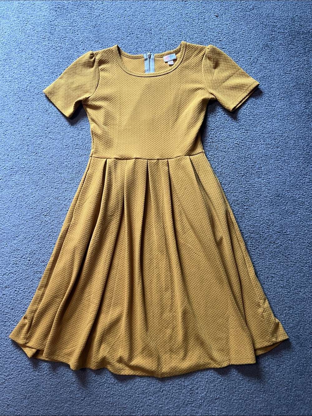 LuLaRoe Women’s Mustard Short-Sleeve Fit & Flare Dress